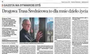 Gazeta na otwarcie Drogowej Trasy Średnicowej